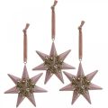 Floristik24 Christmas pendant deco star to hang up pink 4pcs