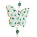 Floristik24 Hanging decoration heart flower butterfly white, green wood spring decoration 6pcs