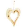 Floristik24 Decorative heart wood decoration heart in heart burnt natural 25x25cm
