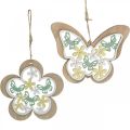 Floristik24 Butterfly to hang, wooden pendant flower, spring decoration with glitter H11/14.5cm 4pcs