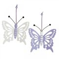 Floristik24 Deco hanger butterflies wood purple/white 12×11cm 4pcs