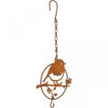 Floristik24 Metal bird for hanging, feeding place, bird with hook patina 11.5×13cm