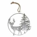 Floristik24 Deco ring reindeer and fir tree antique look silver Ø30cm To hang up
