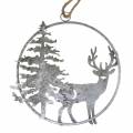 Floristik24 Deco ring reindeer and fir tree antique look silver Ø30cm To hang up