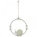 Floristik24 Decorative ring with snail, spring decoration, metal decoration green / pink Ø14.5cm set of 2