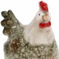 Floristik24 Deco figures hen and rooster grey, white, red 10.2cm x 7cm H12.7cm 2pcs