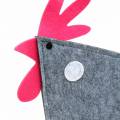 Floristik24 Decorative rooster made of felt with dots gray, white, pink 57cm x 7cm H58.5cm shop window decoration