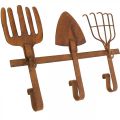 Floristik24 Hook bar garden tools, garden decoration, rake spade rake, wardrobe made of metal patina L33.5cm