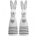 Floristik24 Rabbit ceramic black and white, Easter bunny decoration pair of rabbits with heart H20.5cm 2pcs