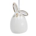 Floristik24 Bunny to hang 7cm white, gold 6 pieces