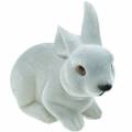 Floristik24 Deco figure rabbit gray, spring decoration, Easter bunny sitting flocked 3pcs