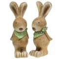Floristik24 Easter bunny with scarf brown, green 26cm 2pcs