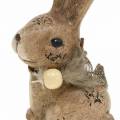 Floristik24 Decorative figures rabbits with feather and wooden bead brown assorted 7cm x 4.9cm H 10cm 2pcs