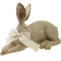 Floristik24 Easter bunny lying with bow Polyresin Easter decoration 28cm