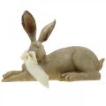 Floristik24 Easter bunny lying with bow Polyresin Easter decoration 28cm