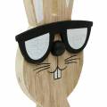 Floristik24 Wooden rabbits with sunglasses and basket nature, Easter decoration, rabbit figure with plant basket, spring decoration 2pcs