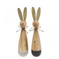 Floristik24 Wooden rabbits, Easter decoration, spring natural, black and white H21.5cm set of 2