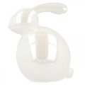 Floristik24 Ceramic bunny, easter figure, spring decoration, easter bunny white, mother-of-pearl H17cm