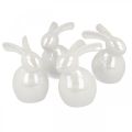 Floristik24 Decorative bunny, Easter decoration, ceramic Easter bunny white, mother-of-pearl H9.5cm 4pcs