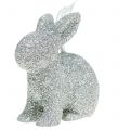 Floristik24 Bunny to hang silver glitter 5cm 8pcs