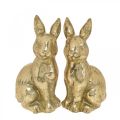 Floristik24 Bunny gold decoration sitting antique look Easter Bunny H12.5cm 2pcs