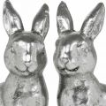 Floristik24 Deco rabbit sitting Easter decoration silver vintage H13cm 2pcs