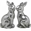Floristik24 Deco rabbit sitting Easter decoration silver vintage H13cm 2pcs