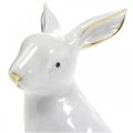 Floristik24 Easter bunny white-golden, spring decoration, ceramic figure white, golden H13cm 2pcs