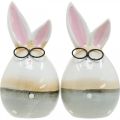 Floristik24 Ceramic Easter Bunny with glasses, Easter decoration pair of rabbits H19cm 2pcs
