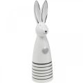 Floristik24 Ceramic Bunny Cone White Black Heart Stripes H30cm