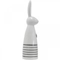 Floristik24 Ceramic Bunny Cone White Black Heart Stripes H30cm