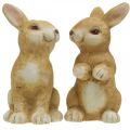 Floristik24 Bunny sitting, ceramic decoration, Easter, pair of bunnies brown H15cm set of 2