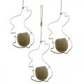 Floristik24 Rabbit decoration for hanging, metal rabbit with egg, eggshell for planting patina 3 pieces
