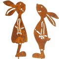 Floristik24 Garden decoration rust rabbit decorative plug Easter 8×16cm 2pcs (1pair)