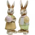 Floristik24 Deco Easter bunnies with egg, Easter decoration bunnies, ceramic, H24cm 2pcs