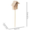 Decorative birdhouse, birch, 5cm, flower stakes, 4 pieces | Floristik24.ie