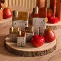 Ceramic house decoration with chimney, tealight house, autumn and winter, 13cm, 2 pieces | Floristik24.ie