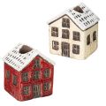 Floristik24 Ceramic candle holder, decorative house with snow for table decoration, 7cm, 2 pieces