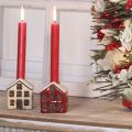 Ceramic candle holder, decorative house with snow for table decoration, 7cm, 2 pieces | Floristik24.ie