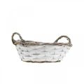 Floristik24 Basket for planting, decorative basket with handles round white H8.5cm Ø25cm
