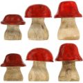 Floristik24 Autumn decoration deco mushrooms made of wood Red wooden mushrooms H5-7cm 6 pieces