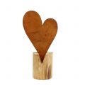 Floristik24 Heart rust on the wooden base 22cm x 11cm