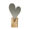 Floristik24 Heart silver on a wooden base 22cm x 11cm