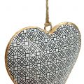 Floristik24 Heart to hang black and white with pattern 10cm 3pcs