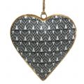 Floristik24 Heart to hang black and white with pattern 10cm 3pcs