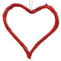 Floristik24 Bast heart to hang red 20cm 6pcs