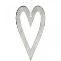 Floristik24 Decorative heart for hanging silver aluminum wedding decoration 22 × 12cm