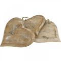 Floristik24 Wedding decoration, heart pendant, Valentine&#39;s Day, wooden decoration with pattern nature, washed white 14×15.5cm 3pcs