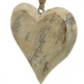 Floristik24 Wedding decoration, heart pendant, Valentine&#39;s Day, wooden decoration with pattern nature, washed white 14×15.5cm 3pcs