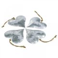 Floristik24 Hearts to hang, metal decoration with embossing, Valentine&#39;s Day, spring decoration silver, white H13cm 4pcs